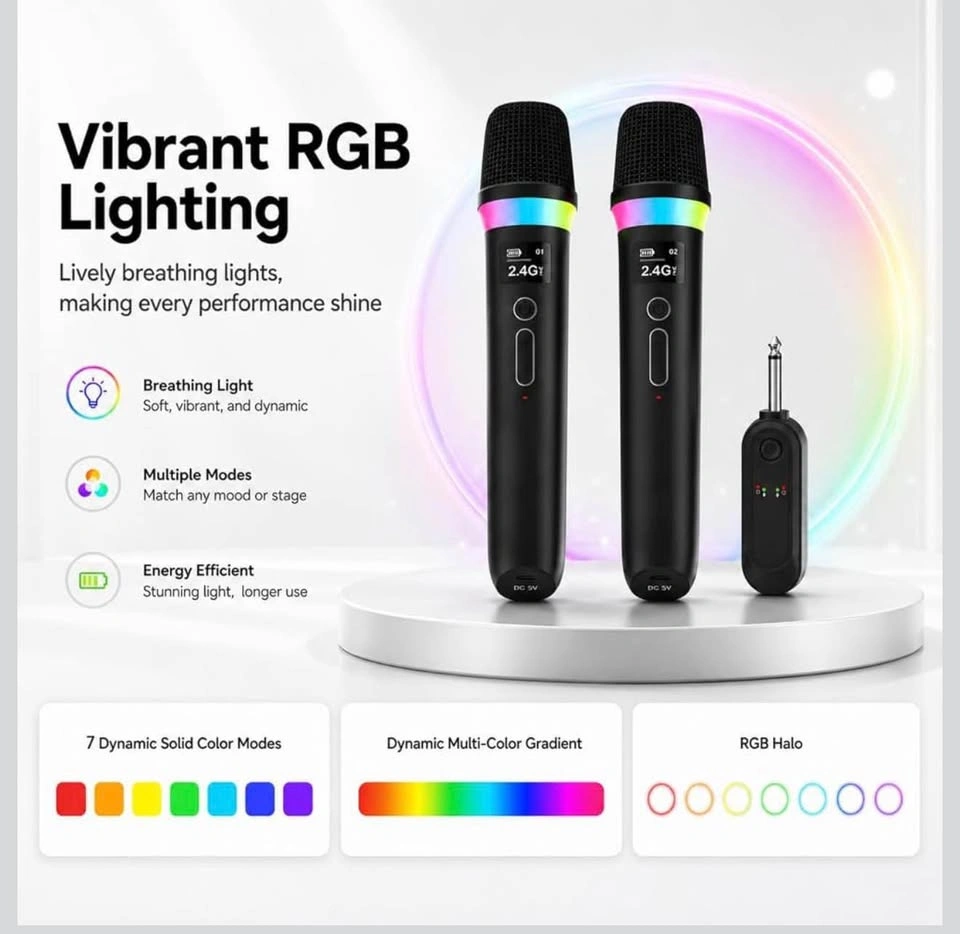 Rechargeable Wireless Microphones with LED Lights - photo 5