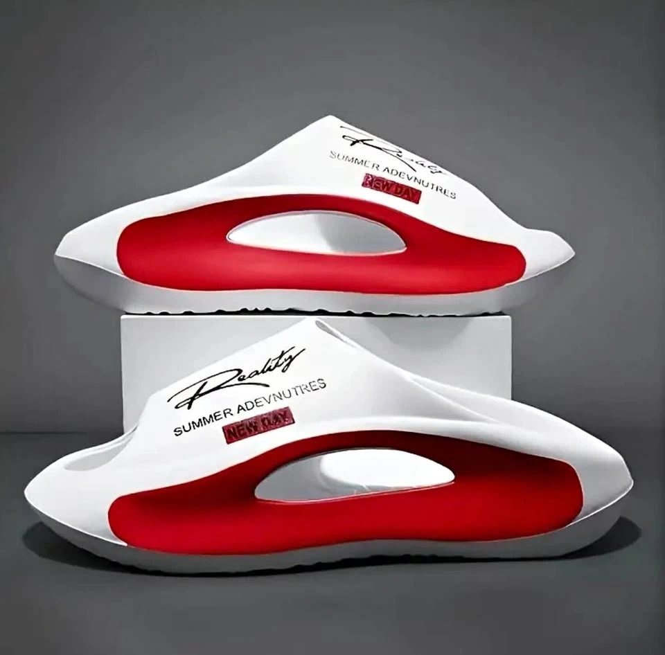 White & Red Casual Slip-On Mules / Clogs — Unisex Size 40-41