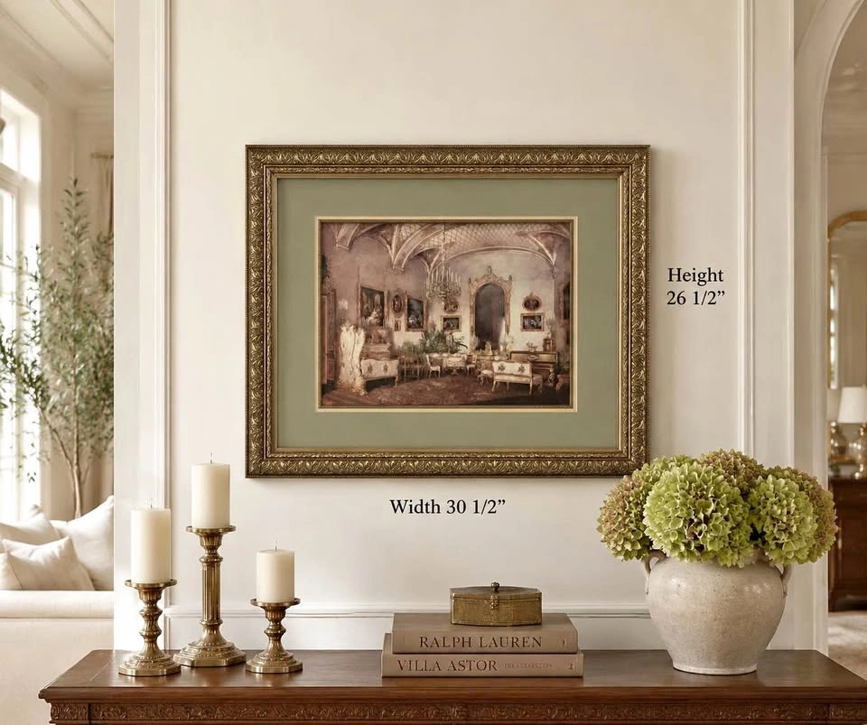 Print Framed & Matted 19th Century European Palace