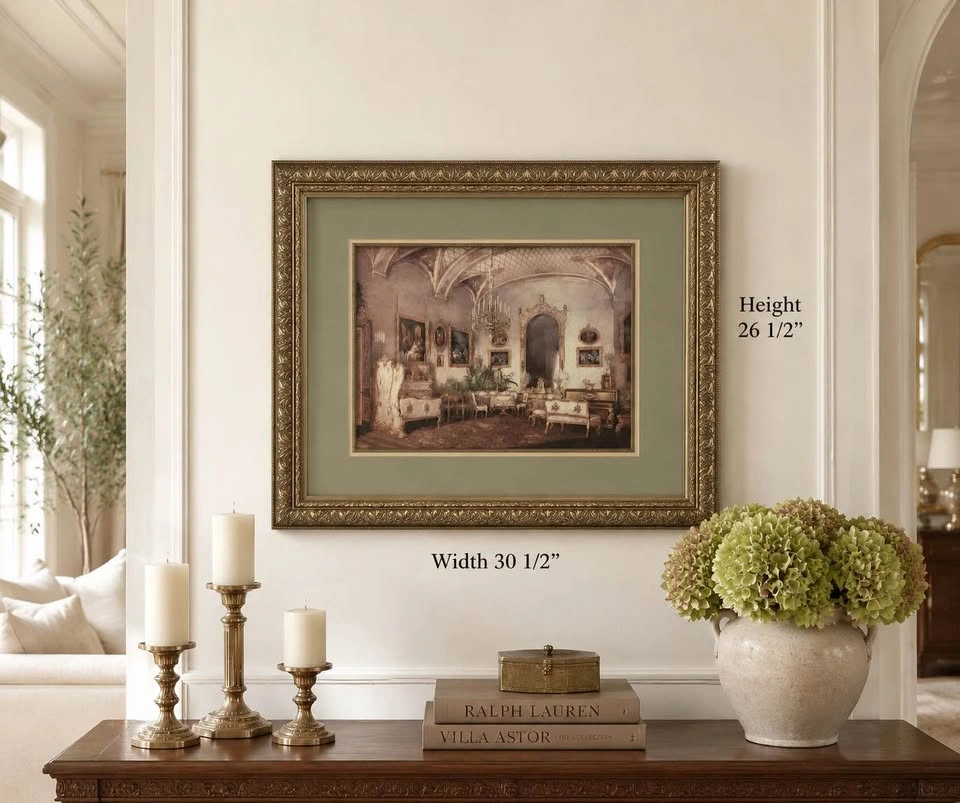 Print Framed & Matted 19th Century European Palace - photo 2
