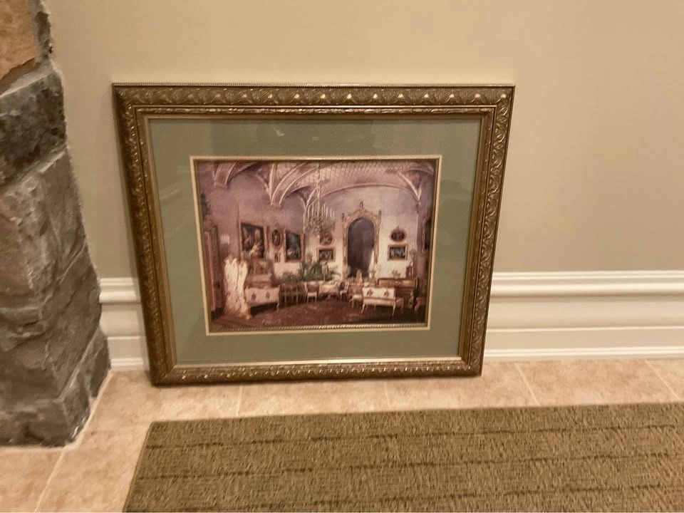 Print Framed & Matted 19th Century European Palace - photo 3