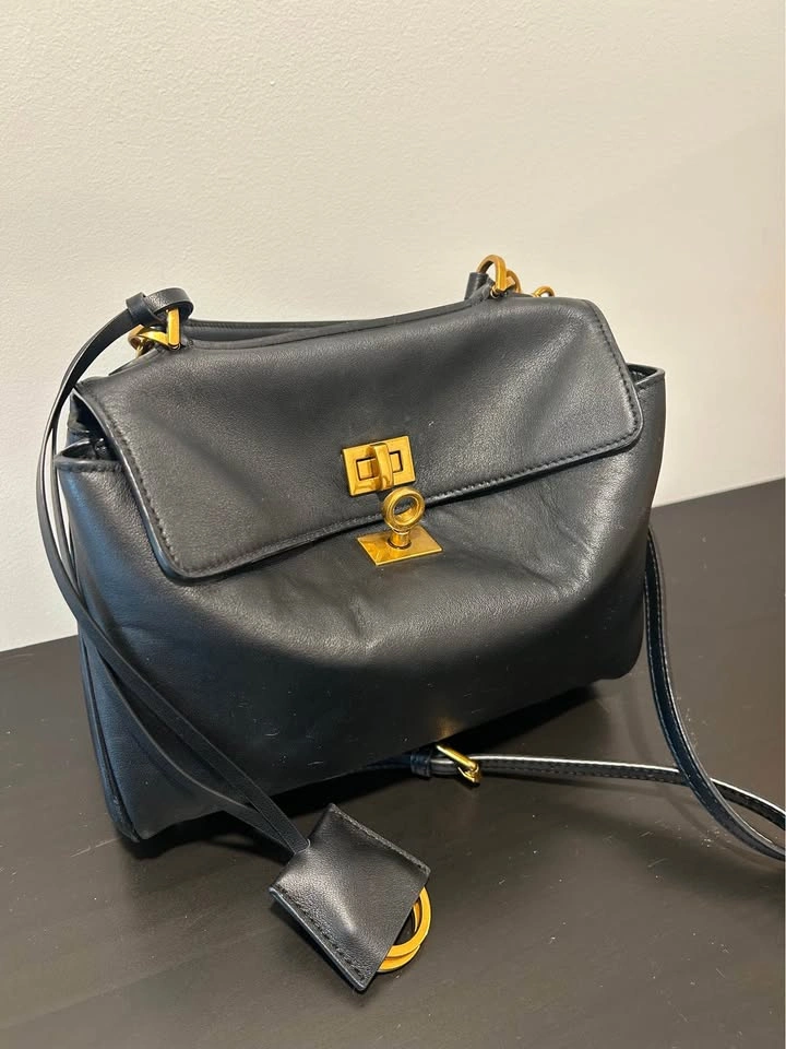 Mini Classic Black Real Leather Top-Handle Shoulder Bag - photo 2