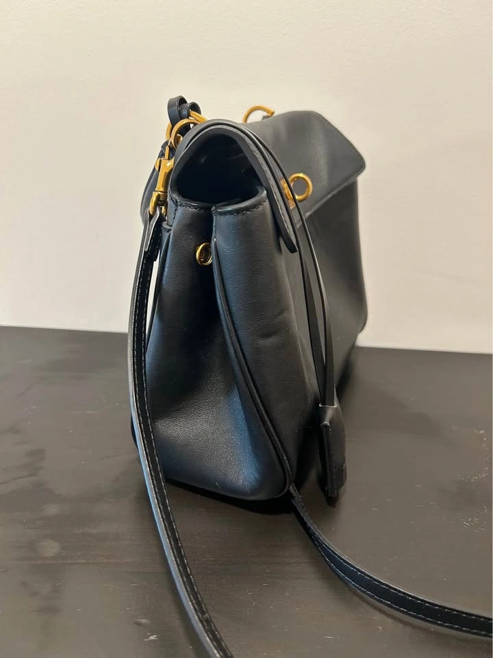 Mini Classic Black Real Leather Top-Handle Shoulder Bag - photo 3
