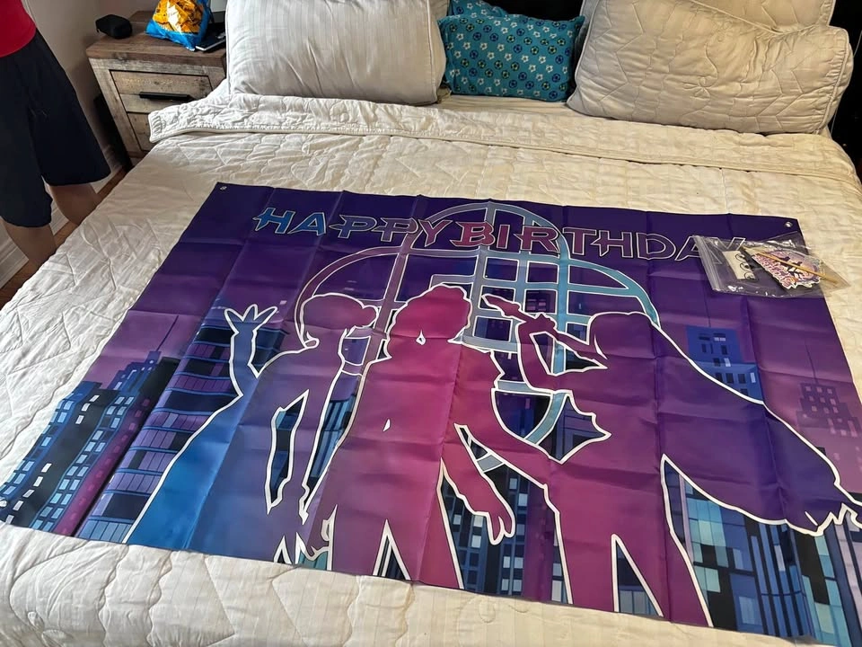 kpop demon hunters backdrop and happy birthday banner