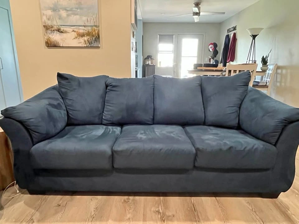 Navy Blue Microfiber Sofa and Loveseat Set