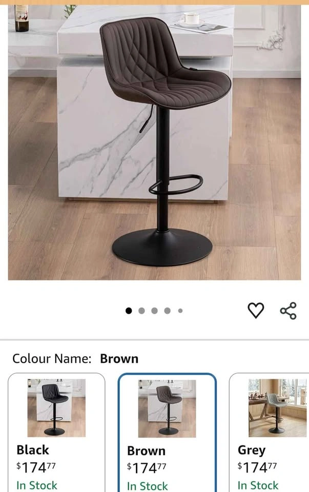 YOUTASTE Adjustable Swivel Bar Stool - Brown Faux Leather - photo 5