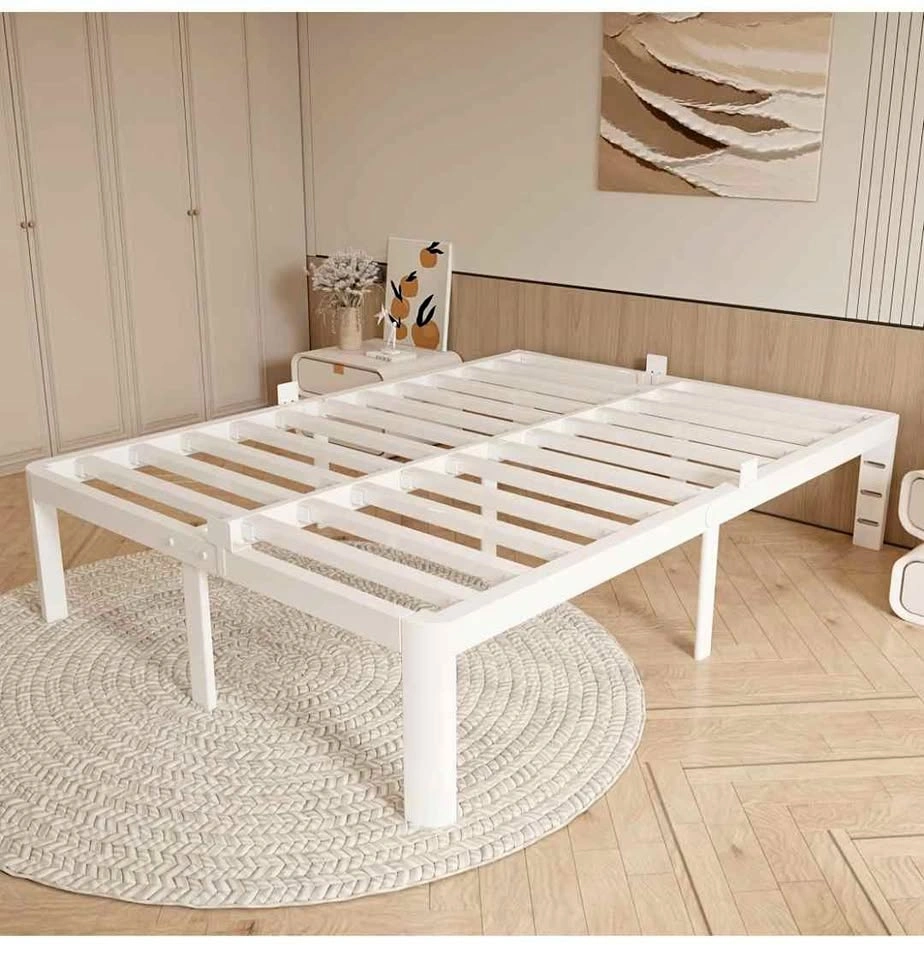 Full Size White Metal Platform Bed Frame