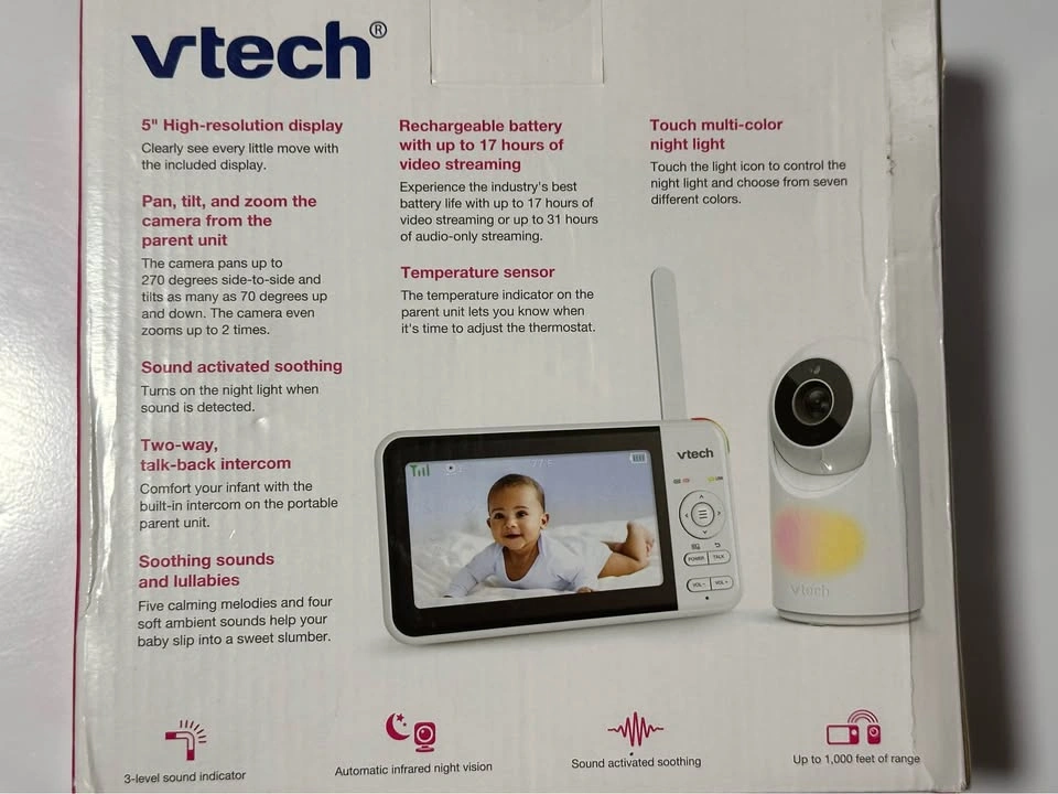 VTech VM5267 Pan & Tilt Video Baby Monitor — 5" Screen — New - photo 3