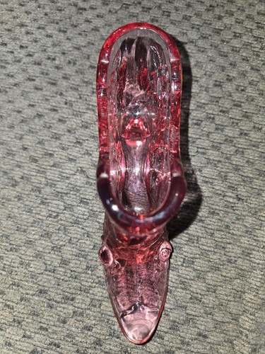 Vintage Fenton Pink Glass Cabbage Rose Slipper Shoe - photo 3