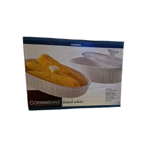 Vintage CorningWare French White 3 Piece Oval Casserole Set
