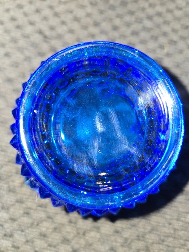 Vintage Fenton Colonial Blue Hobnail Glass Rose Bowl Vase - photo 3