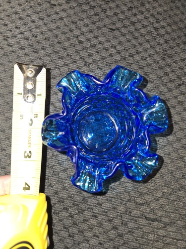 Vintage Fenton Colonial Blue Hobnail Glass Rose Bowl Vase - photo 5