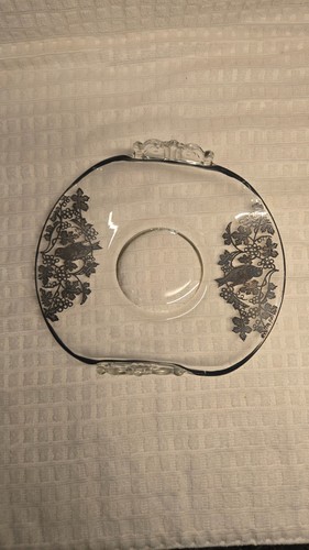 Vintage Silver City Glass Sterling Silver Overlay Plate