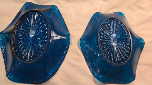 Vintage Cobalt Blue Pressed Glass Candy Dish Starburst - photo 4