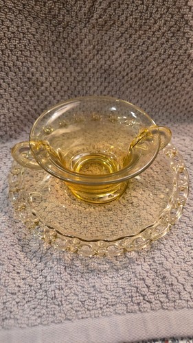 1930s Vintage Sahara Yellow Open Sugar Set with Plate