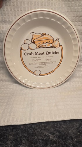 Vintage C.E. Springer "Crab Meat Quiche" Recipe Ceramic Pie Plat