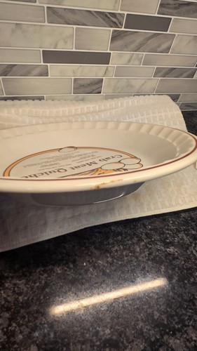 Vintage C.E. Springer "Crab Meat Quiche" Recipe Ceramic Pie Plat - photo 3