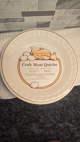 Vintage C.E. Springer "Crab Meat Quiche" Recipe Ceramic Pie Plat - photo 5