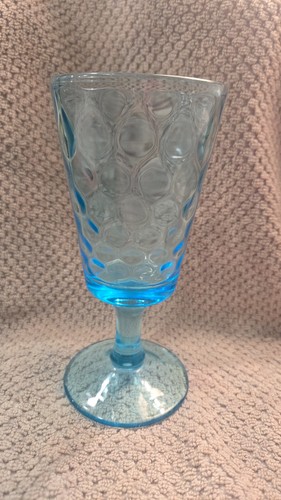 L.G. Wright Vintage Blue Diamond Quilted Glass Goblet