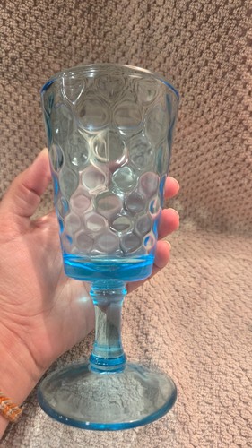 L.G. Wright Vintage Blue Diamond Quilted Glass Goblet - photo 4