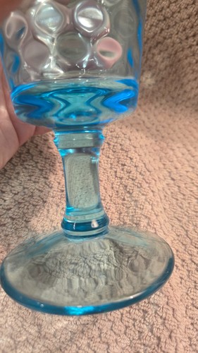 L.G. Wright Vintage Blue Diamond Quilted Glass Goblet - photo 5