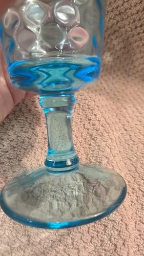 L.G. Wright Vintage Blue Diamond Quilted Glass Goblet - photo 5