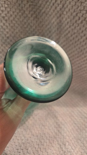 Vintage Libbey Teardrop Juniper Green Wine Goblet Gold Rim - photo 3
