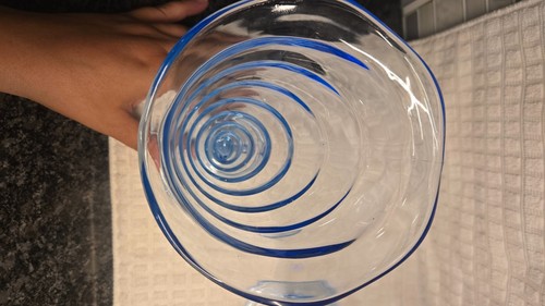 Vintage Bormioli Rocco Fortuna Blue Glass Cornucopia Bowls - photo 5