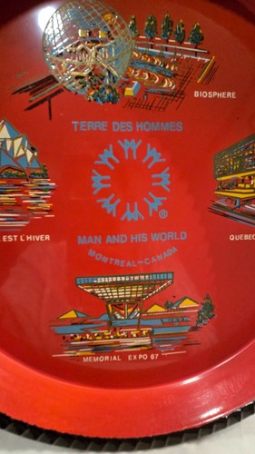 Vintage 1967 Montreal Expo Souvenir Serving Tray Man and His Wor - photo 2