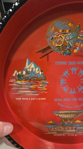 Vintage 1967 Montreal Expo Souvenir Serving Tray Man and His Wor - photo 5