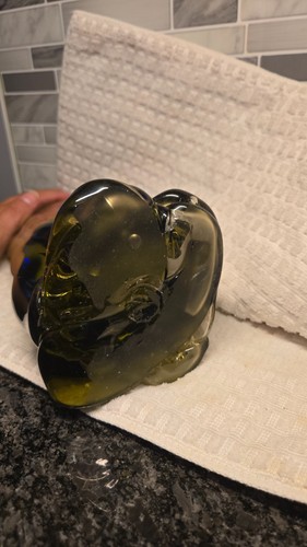 Vintage Mid Century Modern FreeForm Swung Glass Vase-Olive Green - photo 5
