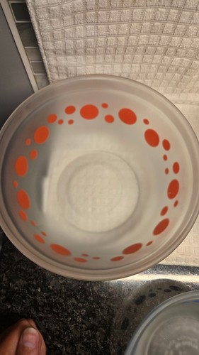 Anchor Hocking "Satin Dots" frosted glass nesting mixing bowl se - photo 3