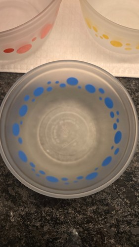 Anchor Hocking "Satin Dots" frosted glass nesting mixing bowl se - photo 5