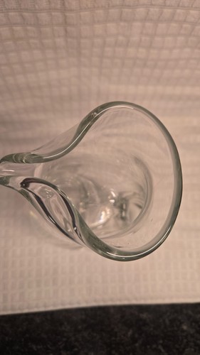 Vintage Hand Blown Clear Glass Donut Hole Pitcher Carafe - photo 2
