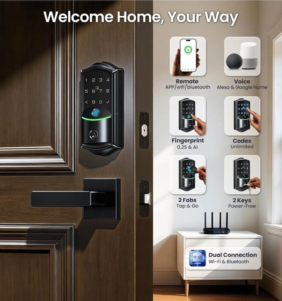 NEW Veise Wi-Fi Smart Door Lock with Lever (Fingerprint/App/Code - photo 2