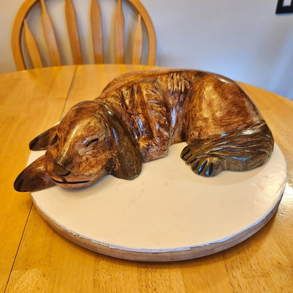 Benji, a Hand Carved Wood Dog with Shine