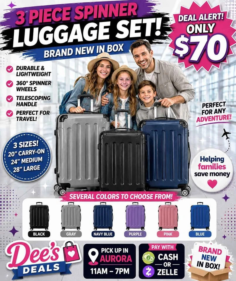 3 Piece Spinner Luggage Set BRAND NEW IN BOX ONLY $70 - photo 2