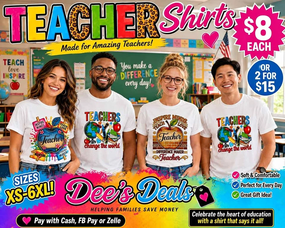 Teacher Shirts $8 Sizes XS-6XL