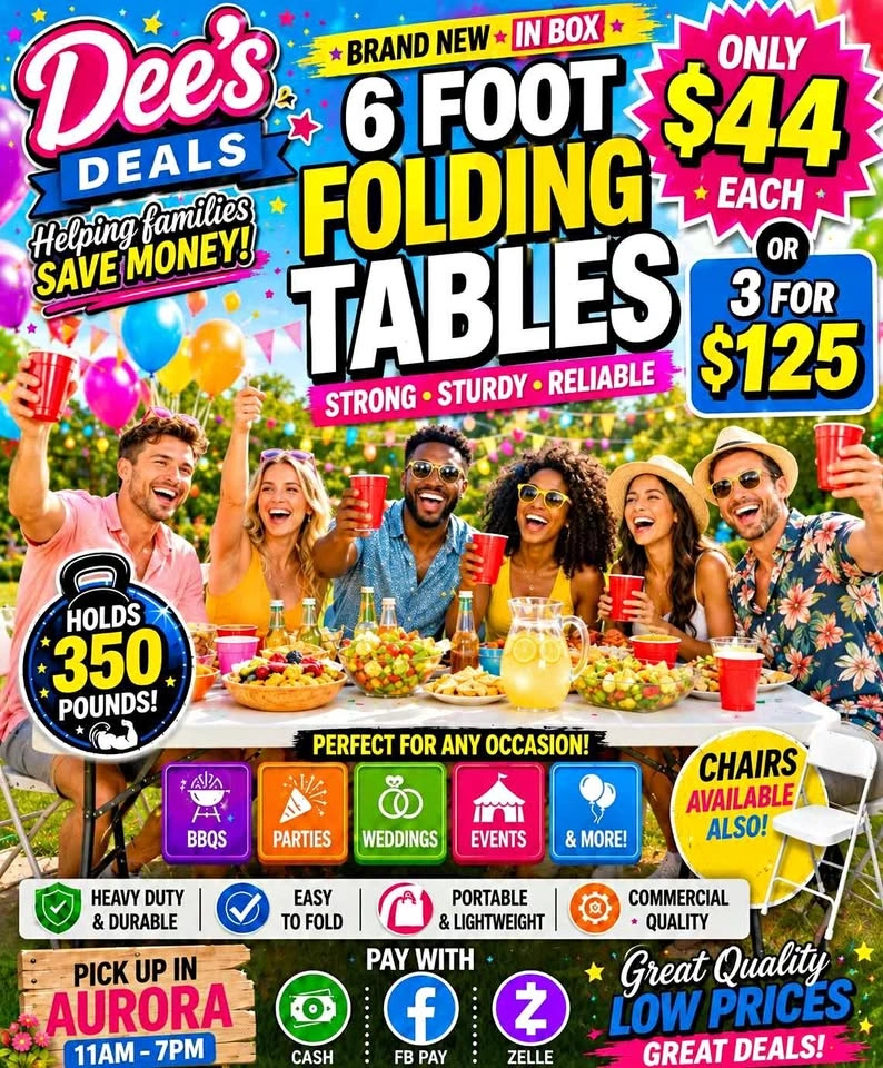 6 foot folding tables BRAND NEW IN BOX ONLY $44