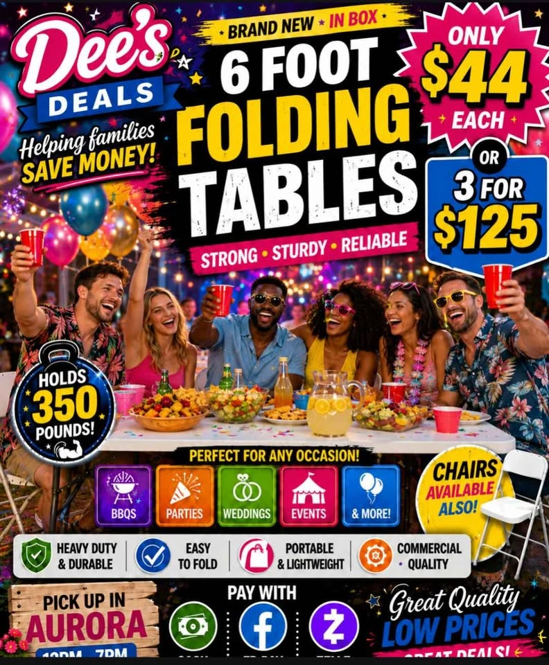 6 foot folding tables BRAND NEW IN BOX ONLY $44 - photo 2