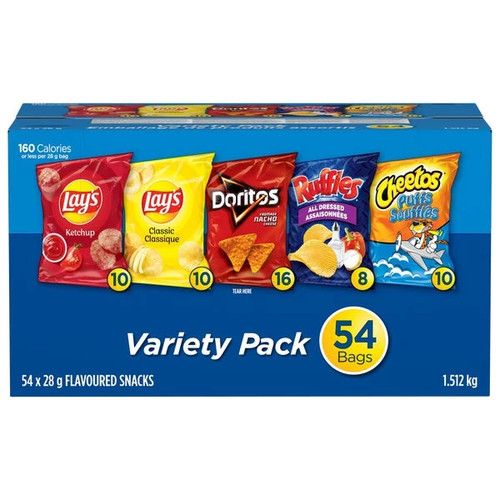 Chips Variety Pack - 4 Cases x 54 Packs - Frito Lay