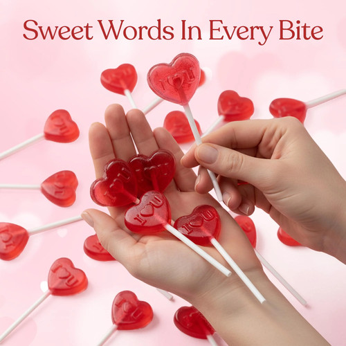 50 Pack Valentines Day Lollipops – Individually Wrapped Heart Su - photo 4