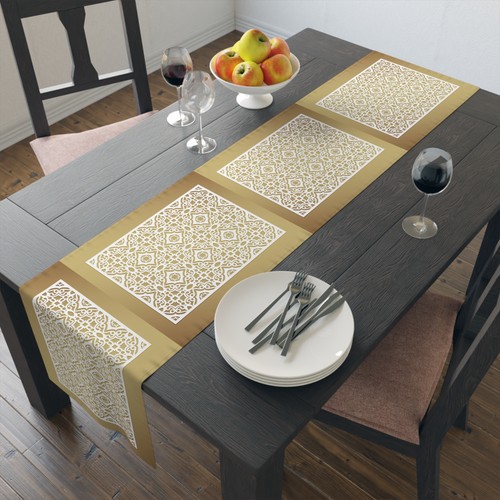 Beige Moroccan Tile Table Runner