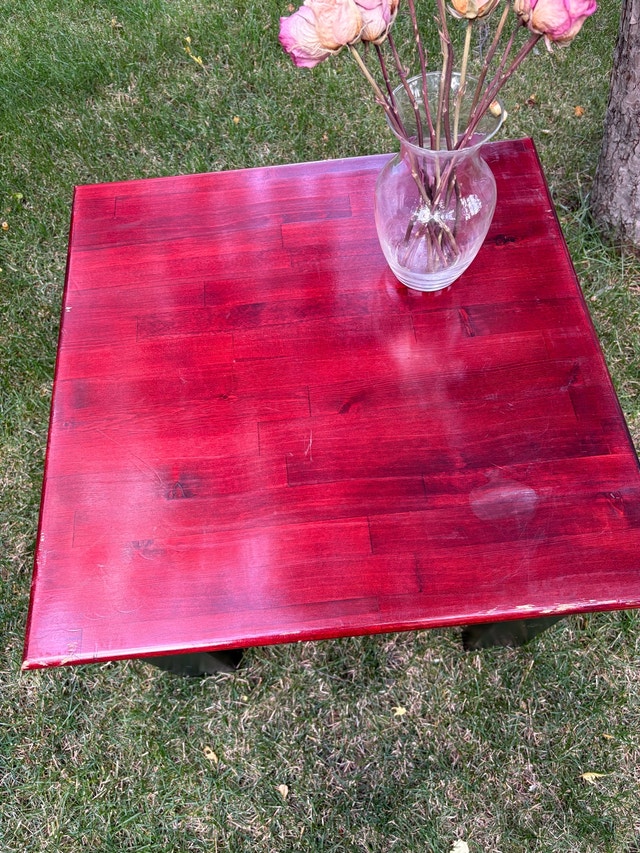 Crimson red Wooden Side Table - photo 3