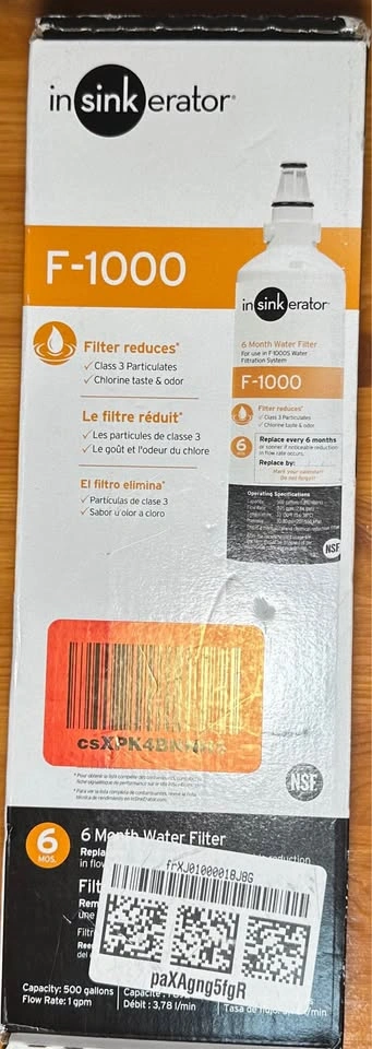 InSinkErator F-1000 Replacement Water Filter — NEW in Box - photo 2
