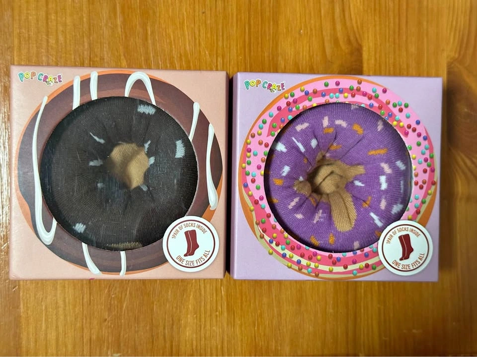 PopCraze Doughnut Socks — 2-Pair Gift Box — New