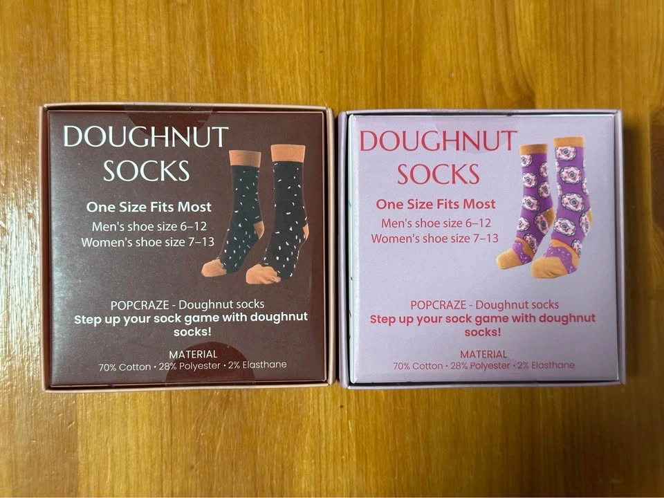 PopCraze Doughnut Socks — 2-Pair Gift Box — New - photo 2