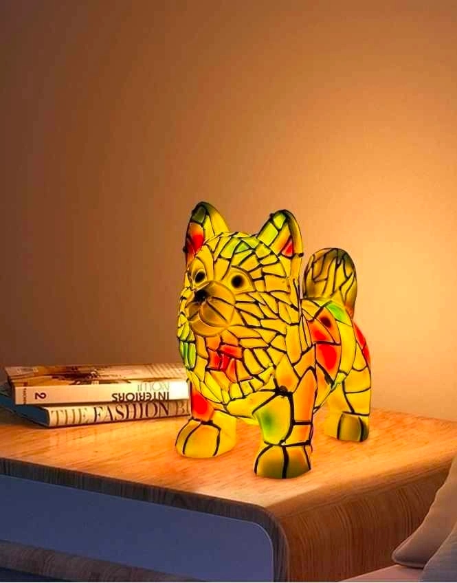 Stained Glass Style Pomeranian Dog Table Lamp - photo 4