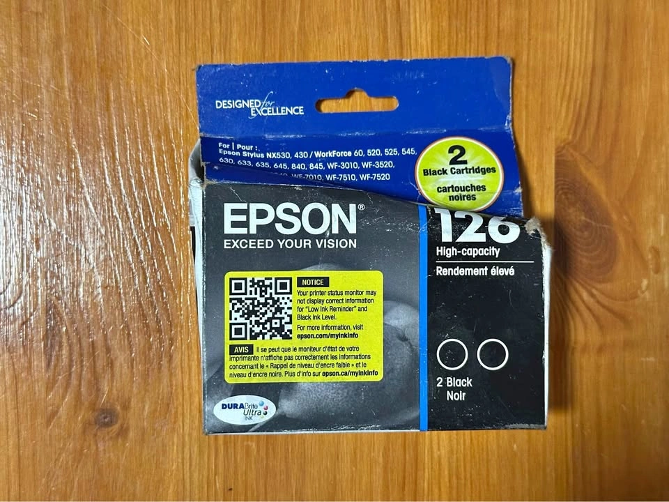 Epson 126 (T126) 2‑Pack Black Ink Cartridges — New / Sealed