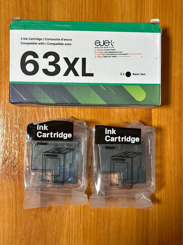 63XL Black Ink Cartridges - 2-Pack - New & Sealed